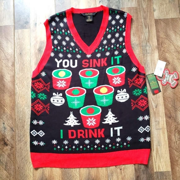 Old River Ugly Christmas Sweater Party Vest - Picture 1 of 5
